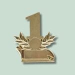 Guld trofæ med et tal ét symbol