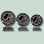 Tre snookerpokaler i forskellige størrelser