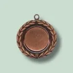 Bronzemedalje med laurbærkrans på mint baggrund