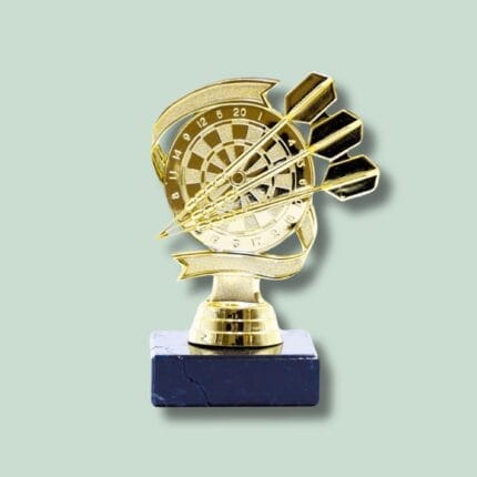 Guld dartpokalskulptur med tre pile