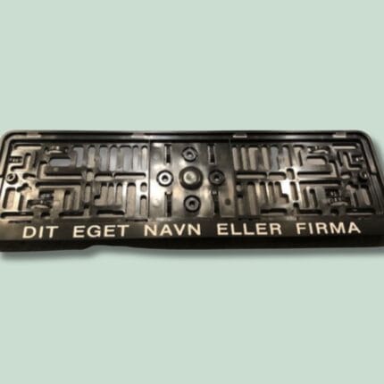 Nummerpladeramme med brugerdefineret tekstmulighed.