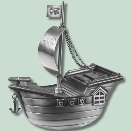 Lille model af et piratskib i metal