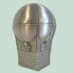 Metallisk beholder formet som luftballon med hunde.