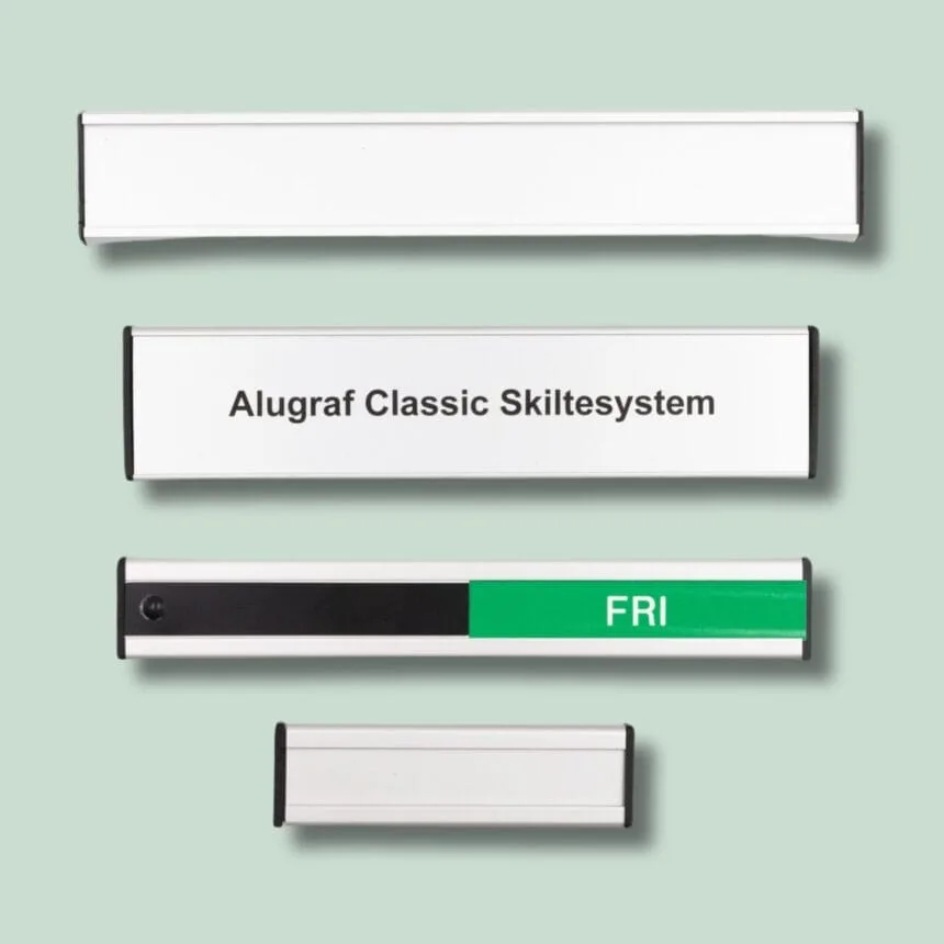 Alugraf Classic Skiltesystem eksempler