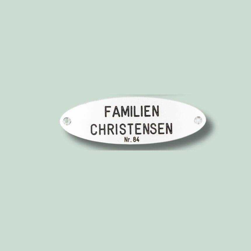 TAVLESKILT 84 - ALU - GRØN Navneskilt til døren med nummer.
