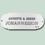 Navneskilt med Annette og Søren Johannesson Nr. 91