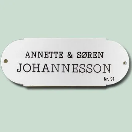 Navneskilt med Annette og Søren Johannesson Nr. 91