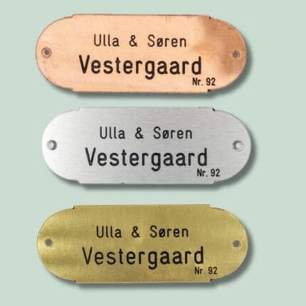 Navneskilte i tre metaller, Ulla & Søren Vestergaard