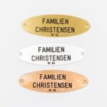 Dørskilte i forskellige metaller: familie Christensen Nr. 84