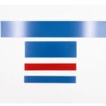 Farverige rektangler på hvid baggrund, minimalistisk kunstværk.