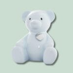 Blå keramik bamse med hjerte vedhæng