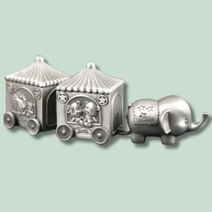 Elefant og togtog i metal