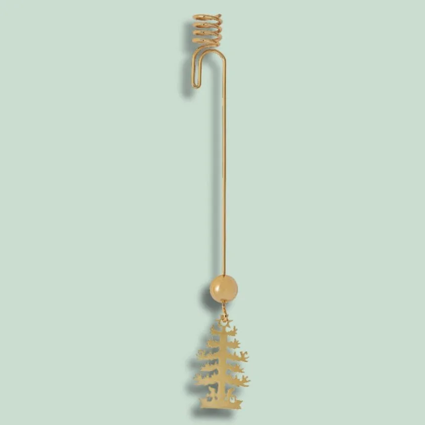 Gylds træformet ornament med spiralholder