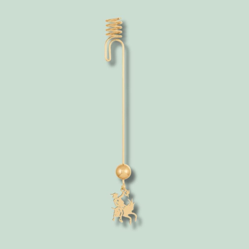 98863202000 - lysholder - klodshans Guldbelagt ornament med ridderdesign
