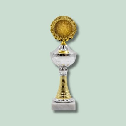 Guld- og sølvpokal på marmorbund
