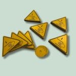 Gule advarselsskilte med håndsymboler