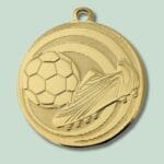Guldmedalje med fodbold og støvle design