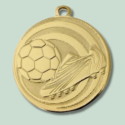 Guldmedalje med fodbold og støvle design