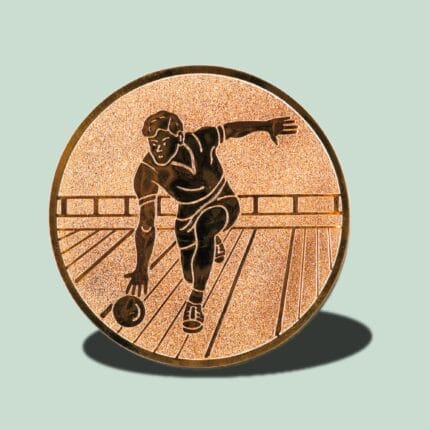 Bowlingmedalje med spiller i aktion