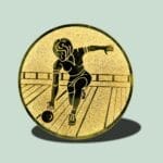 Gylden bowlingmedalje med atletisk figur