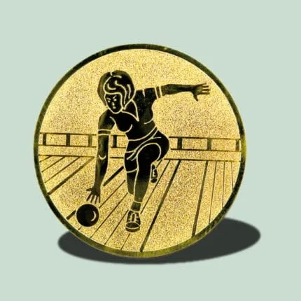Gylden bowlingmedalje med atletisk figur