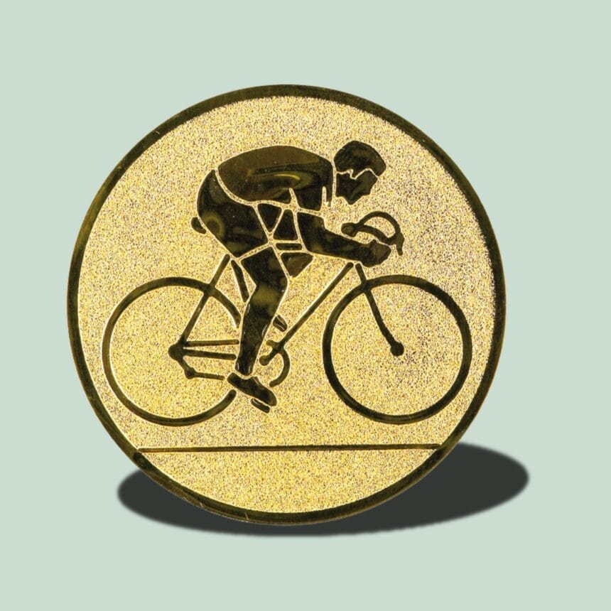 EMBLEM17- CYKLING Guldmønt med cyklist i hjelm