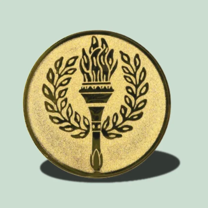 EMBLEM25 - FAKKEL Guldmedalje med olympisk fakkel og olivenkranse
