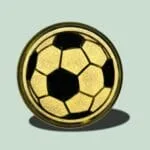 Guld mønt med fodboldmotiv