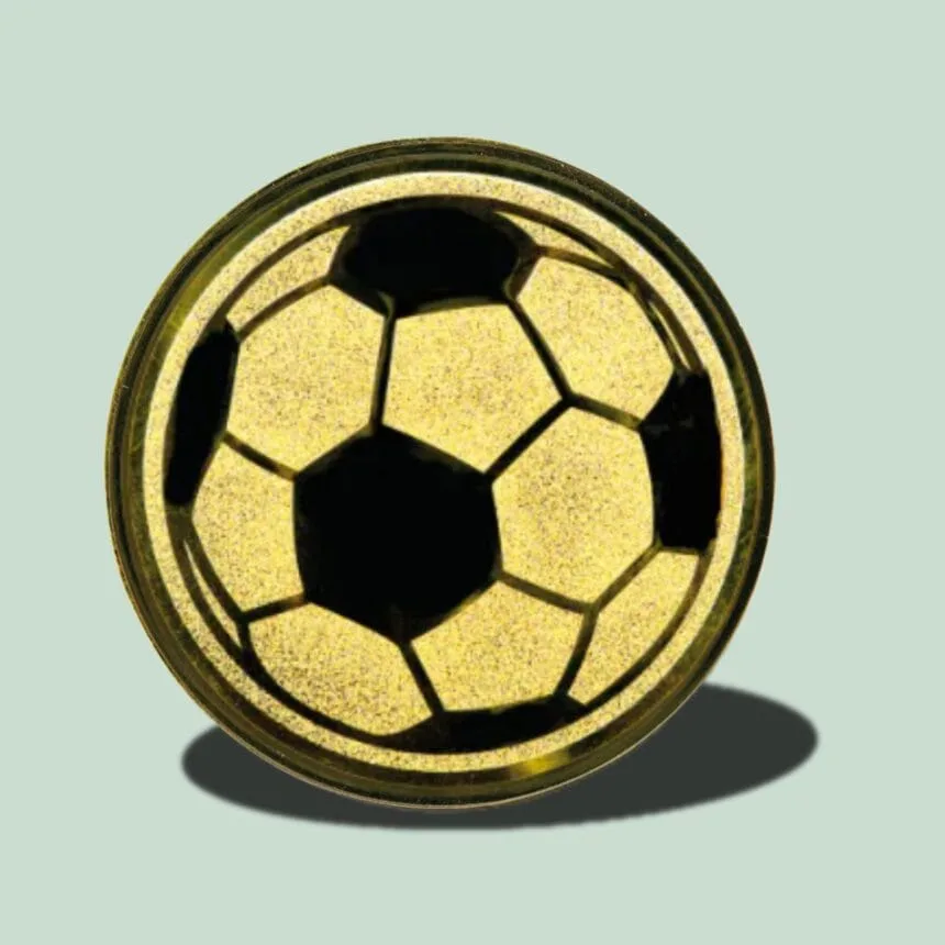 Guld mønt med fodboldmotiv