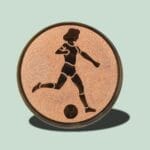 Fodboldspiller-logo på kobbermønt