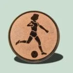 Fodboldspiller-logo på kobbermønt