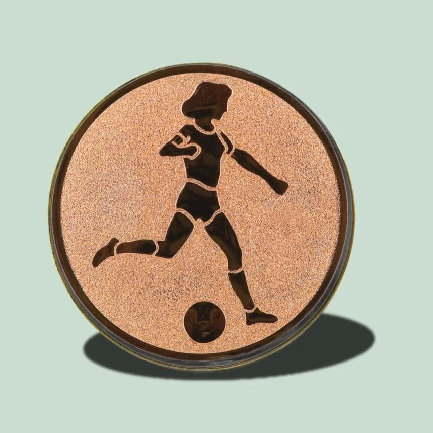 Fodboldspiller-logo på kobbermønt