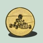 Gylden medalje med gokart-motiv