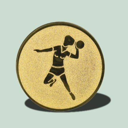 Gylden medalje med håndboldspiller-symbol