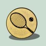 Gul medalje med tennisketsjer og bold design