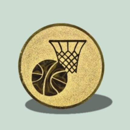 Guldmedalje med basketballnet og bold