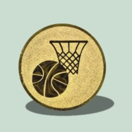 Guldmedalje med basketballnet og bold