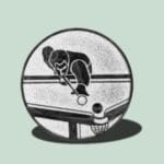 Hockeyspiller scorer mål i skivekunstværk.