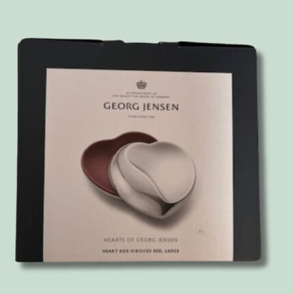 Georg Jensen hjerteformet æske, rød og sølv.