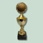 Guldpokal på sort marmorsokkel