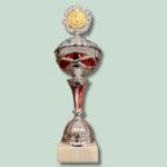Sølv pokal med guld nummer et medalje
